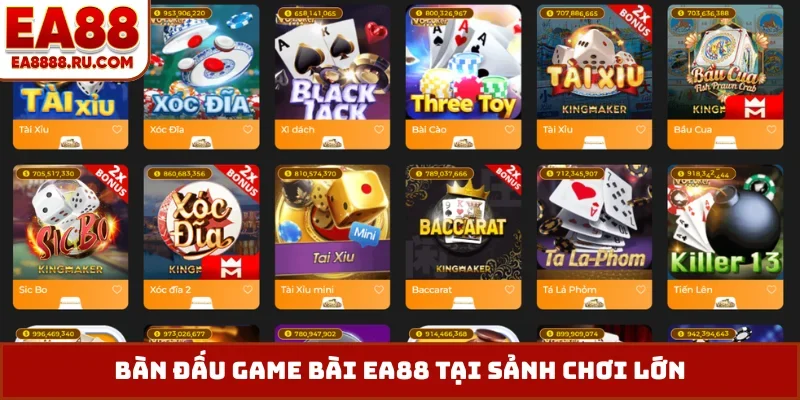 Bàn đấu game bài EA88 tại sảnh chơi lớn