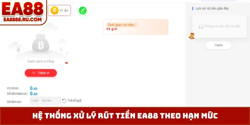 Hệ thống xử lý rút tiền EA88 theo hạn mức