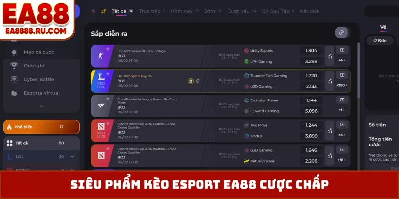 Siêu phẩm kèo Esport EA88 cược chấp