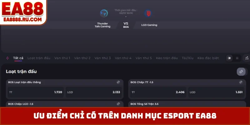 Ưu điểm chỉ có trên danh mục Esport EA88